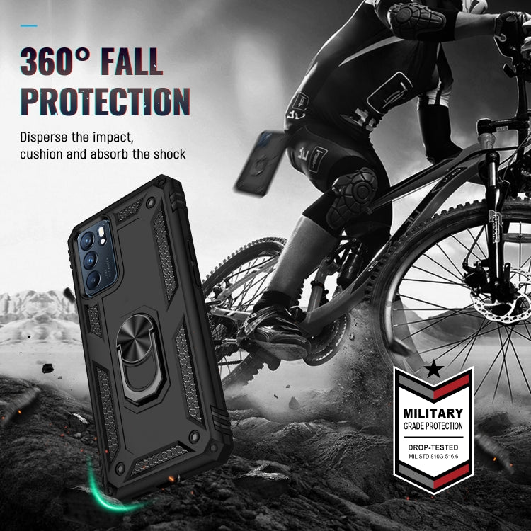 For OPPO Reno6 5G Shockproof TPU + PC Holder Phone Case