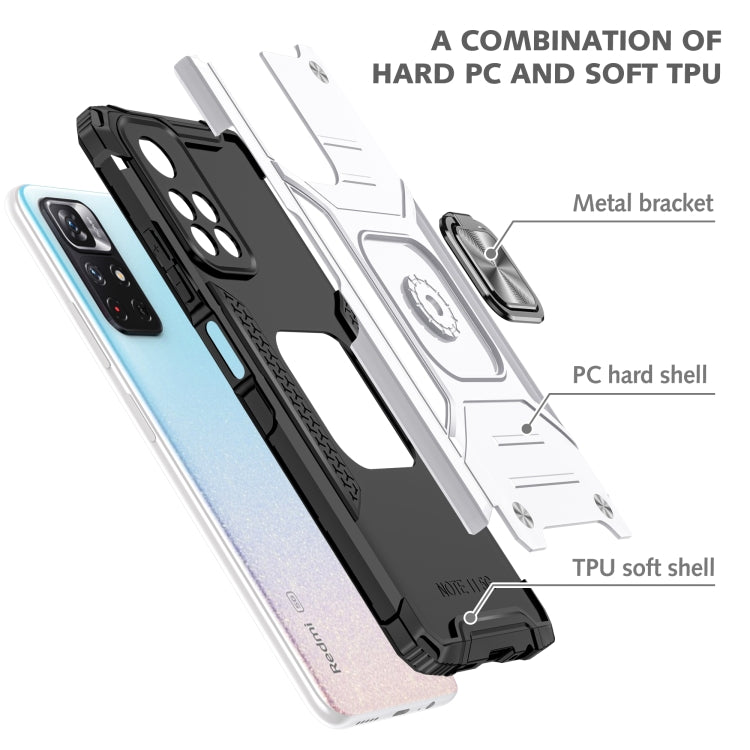 For Xiaomi Redmi Note 11 Magnetic Armor TPU + PC Holder Phone Case