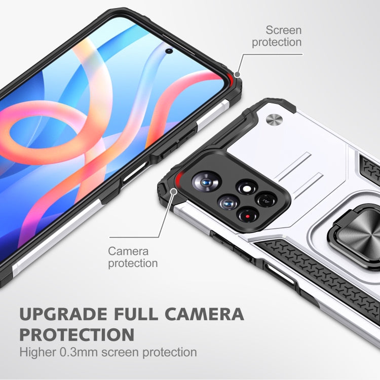 Magnetic Armor Shockproof TPU + PC Phone Case with Metal Ring Holder For Xiaomi Redmi Note 11