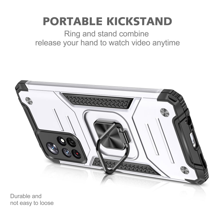 Magnetic Armor Shockproof TPU + PC Phone Case with Metal Ring Holder For Xiaomi Redmi Note 11