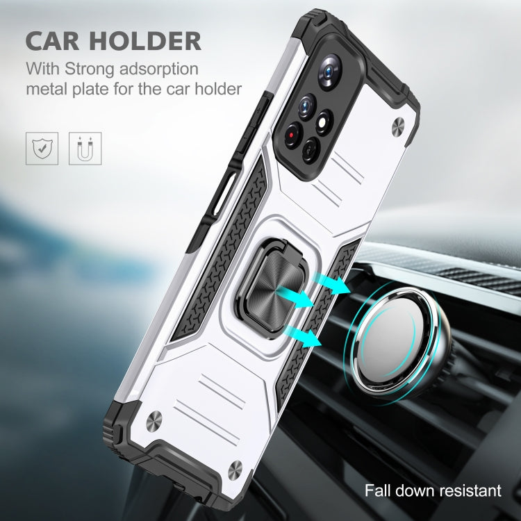 Magnetic Armor Shockproof TPU + PC Phone Case with Metal Ring Holder For Xiaomi Redmi Note 11