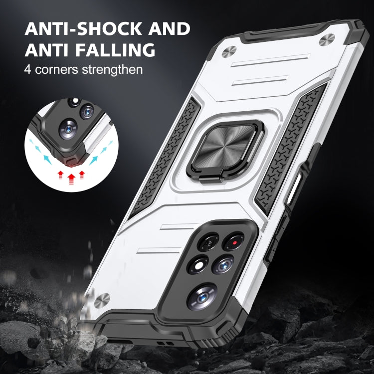 Magnetic Armor Shockproof TPU + PC Phone Case with Metal Ring Holder For Xiaomi Redmi Note 11
