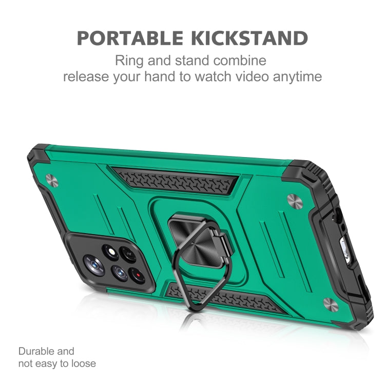 Magnetic Armor Shockproof TPU + PC Phone Case with Metal Ring Holder For Xiaomi Redmi Note 11