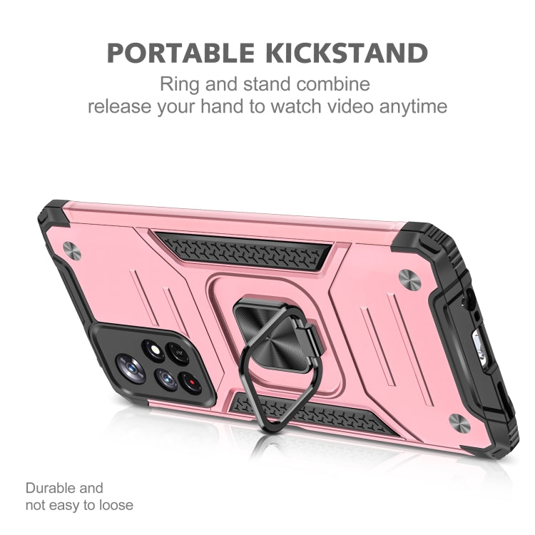 Magnetic Armor Shockproof TPU + PC Phone Case with Metal Ring Holder For Xiaomi Redmi Note 11