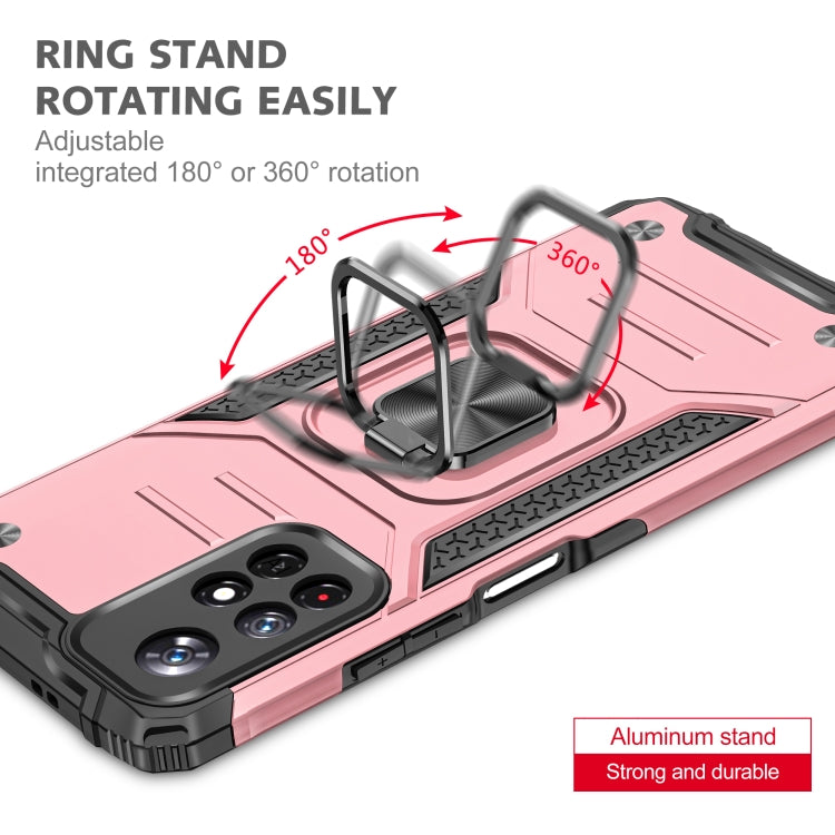 Magnetic Armor Shockproof TPU + PC Phone Case with Metal Ring Holder For Xiaomi Redmi Note 11