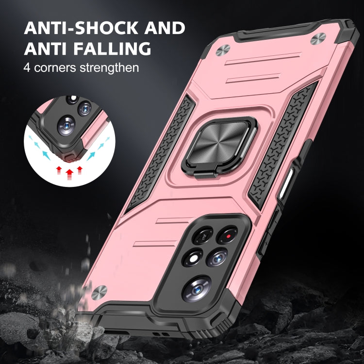 Magnetic Armor Shockproof TPU + PC Phone Case with Metal Ring Holder For Xiaomi Redmi Note 11