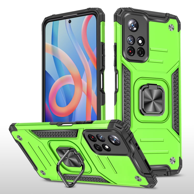Magnetic Armor Shockproof TPU + PC Phone Case with Metal Ring Holder For Xiaomi Redmi Note 11