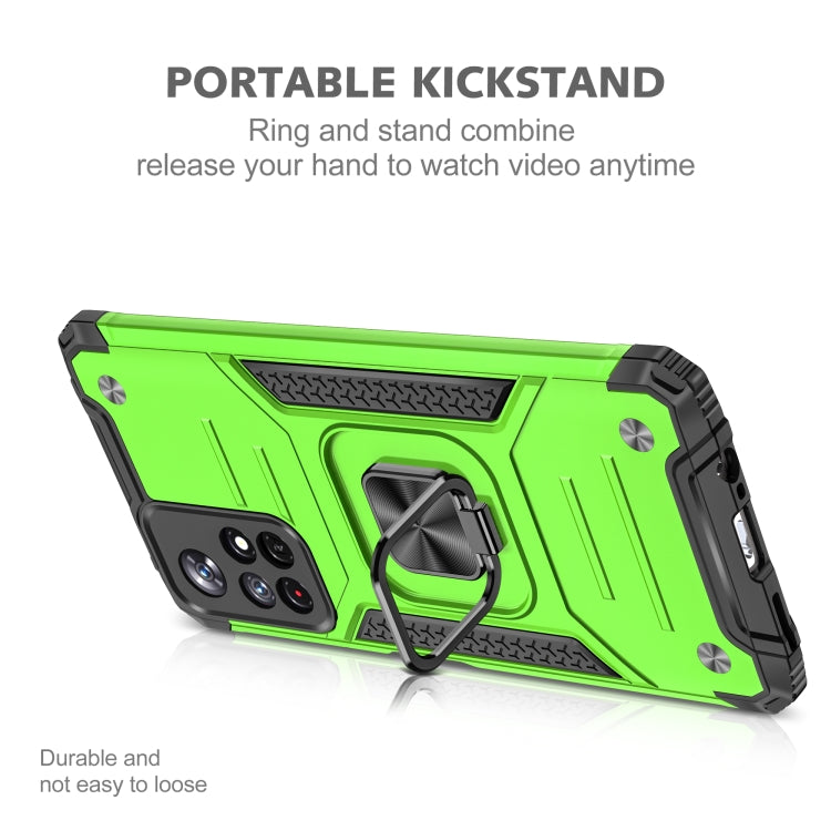 Magnetic Armor Shockproof TPU + PC Phone Case with Metal Ring Holder For Xiaomi Redmi Note 11