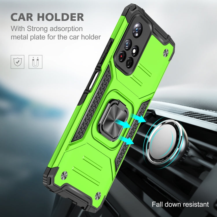 Magnetic Armor Shockproof TPU + PC Phone Case with Metal Ring Holder For Xiaomi Redmi Note 11