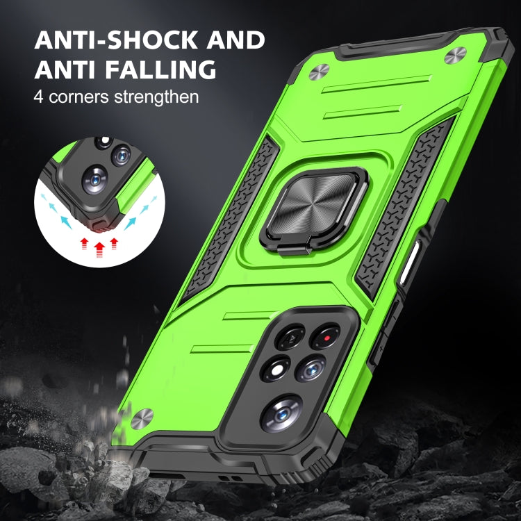 Magnetic Armor Shockproof TPU + PC Phone Case with Metal Ring Holder For Xiaomi Redmi Note 11