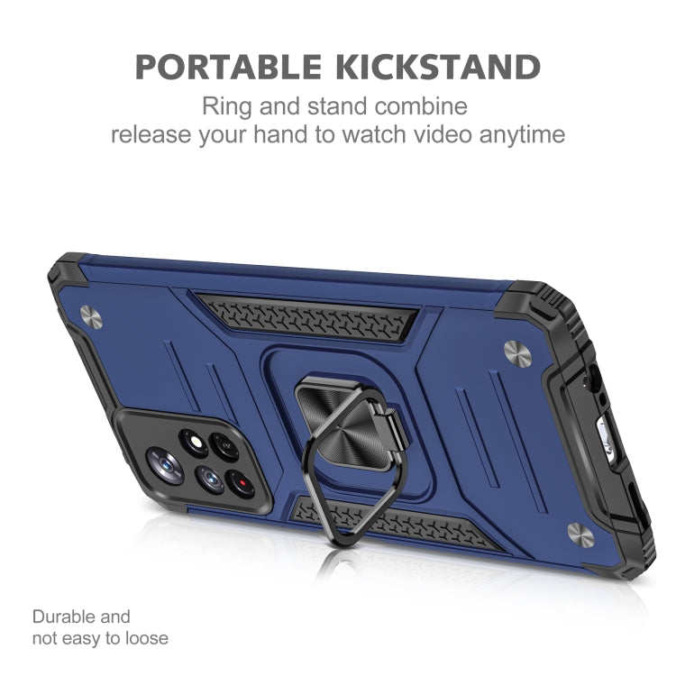 Magnetic Armor Shockproof TPU + PC Phone Case with Metal Ring Holder For Xiaomi Redmi Note 11