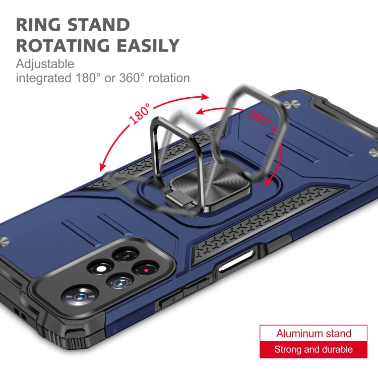 Magnetic Armor Shockproof TPU + PC Phone Case with Metal Ring Holder For Xiaomi Redmi Note 11