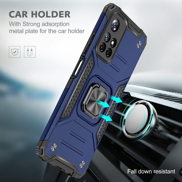 Magnetic Armor Shockproof TPU + PC Phone Case with Metal Ring Holder For Xiaomi Redmi Note 11