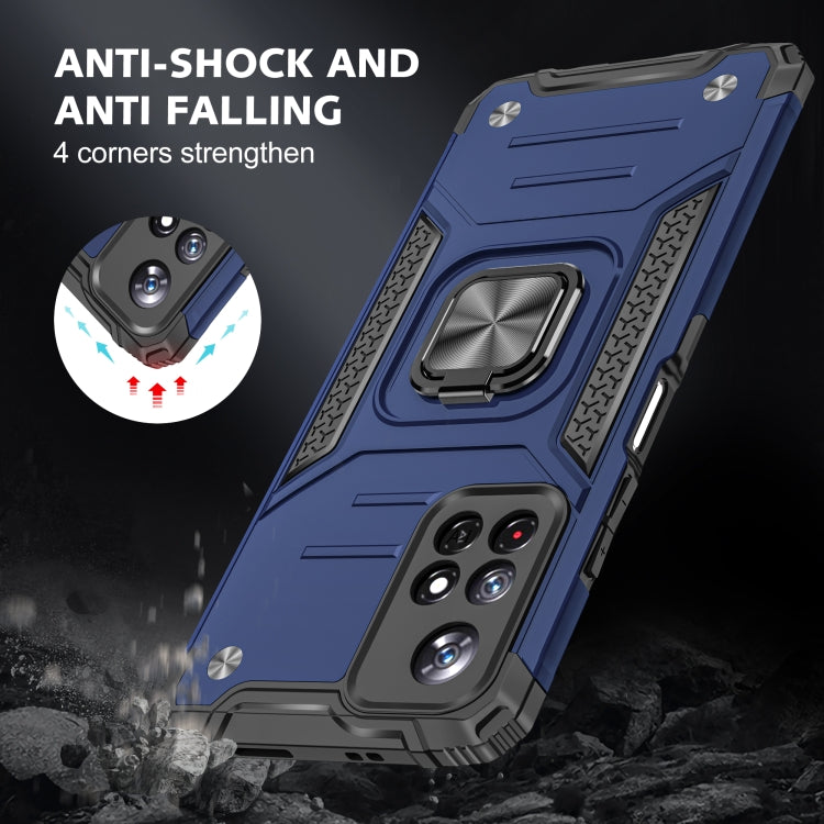 Magnetic Armor Shockproof TPU + PC Phone Case with Metal Ring Holder For Xiaomi Redmi Note 11