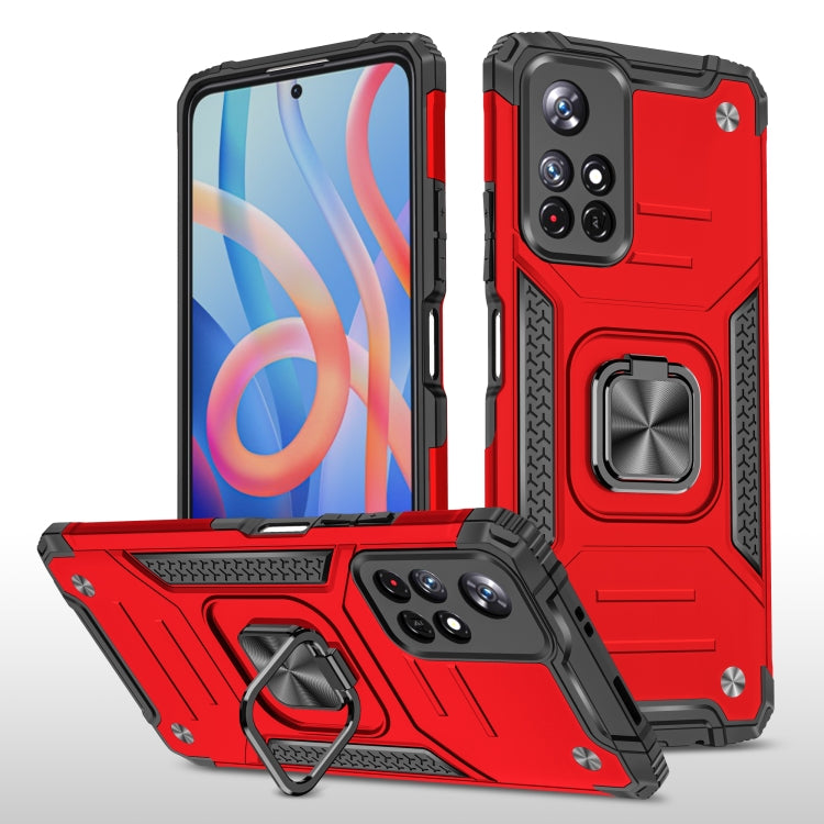 Magnetic Armor Shockproof TPU + PC Phone Case with Metal Ring Holder For Xiaomi Redmi Note 11