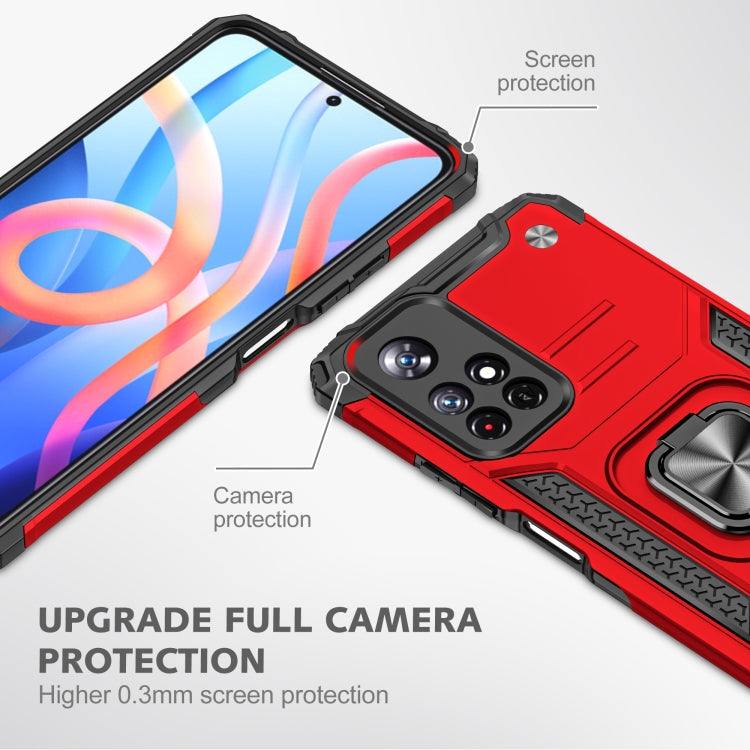 Magnetic Armor Shockproof TPU + PC Phone Case with Metal Ring Holder For Xiaomi Redmi Note 11