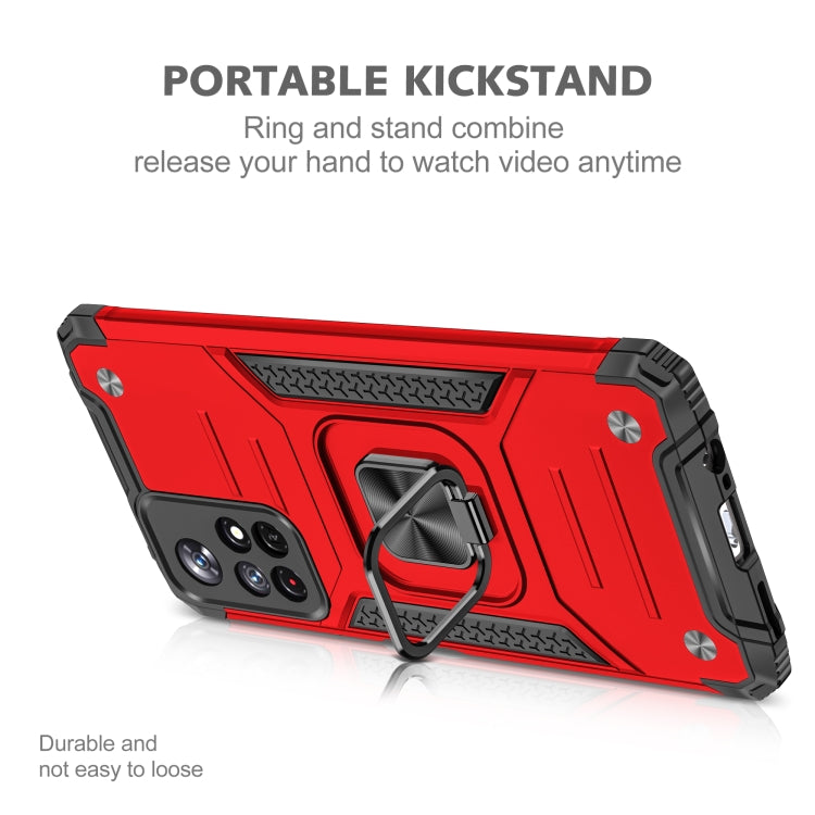 Magnetic Armor Shockproof TPU + PC Phone Case with Metal Ring Holder For Xiaomi Redmi Note 11