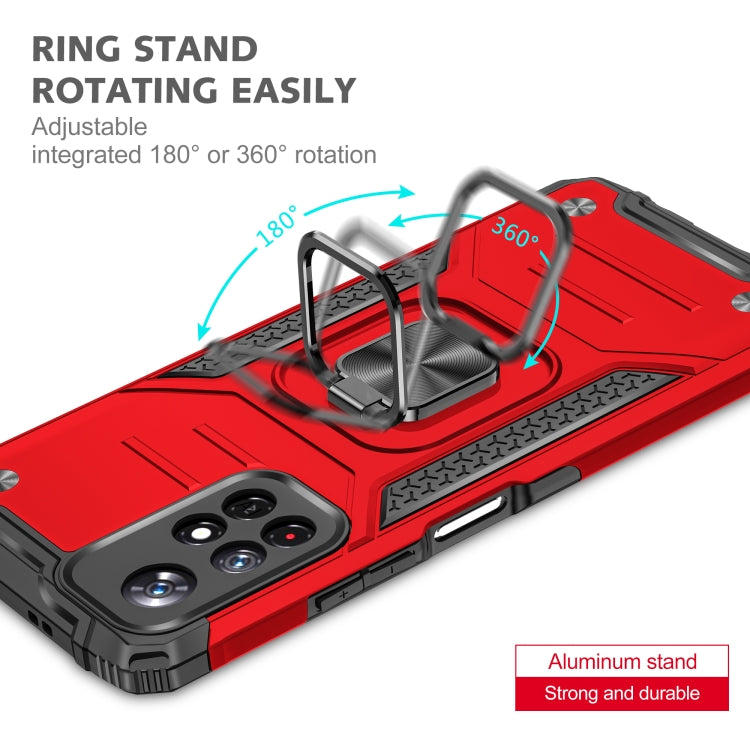 Magnetic Armor Shockproof TPU + PC Phone Case with Metal Ring Holder For Xiaomi Redmi Note 11