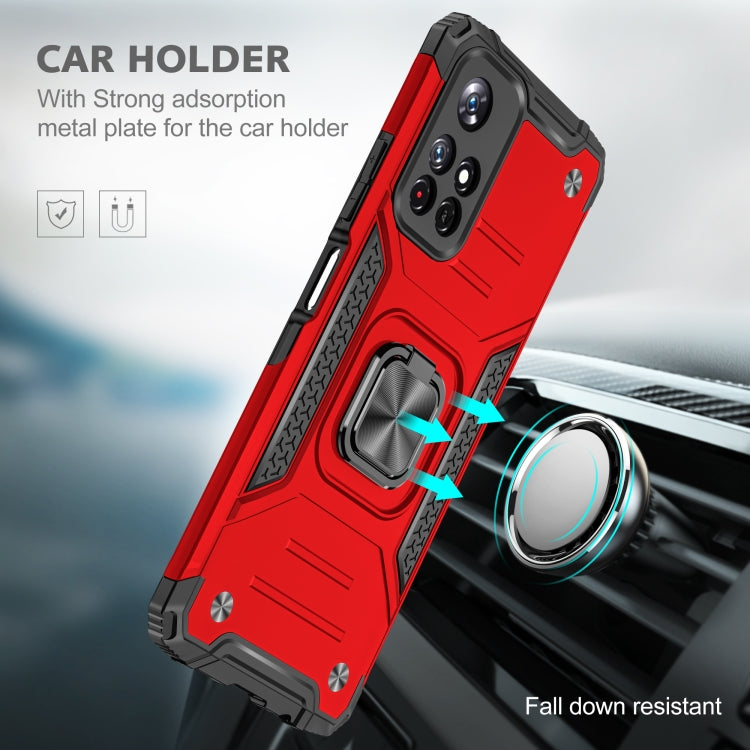 Magnetic Armor Shockproof TPU + PC Phone Case with Metal Ring Holder For Xiaomi Redmi Note 11