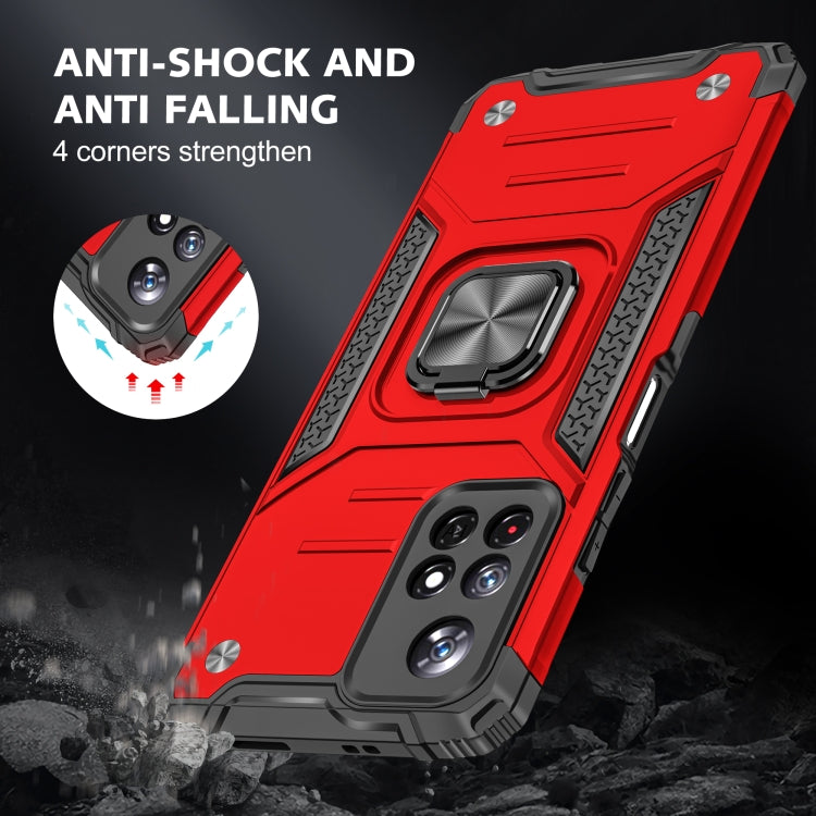 Magnetic Armor Shockproof TPU + PC Phone Case with Metal Ring Holder For Xiaomi Redmi Note 11