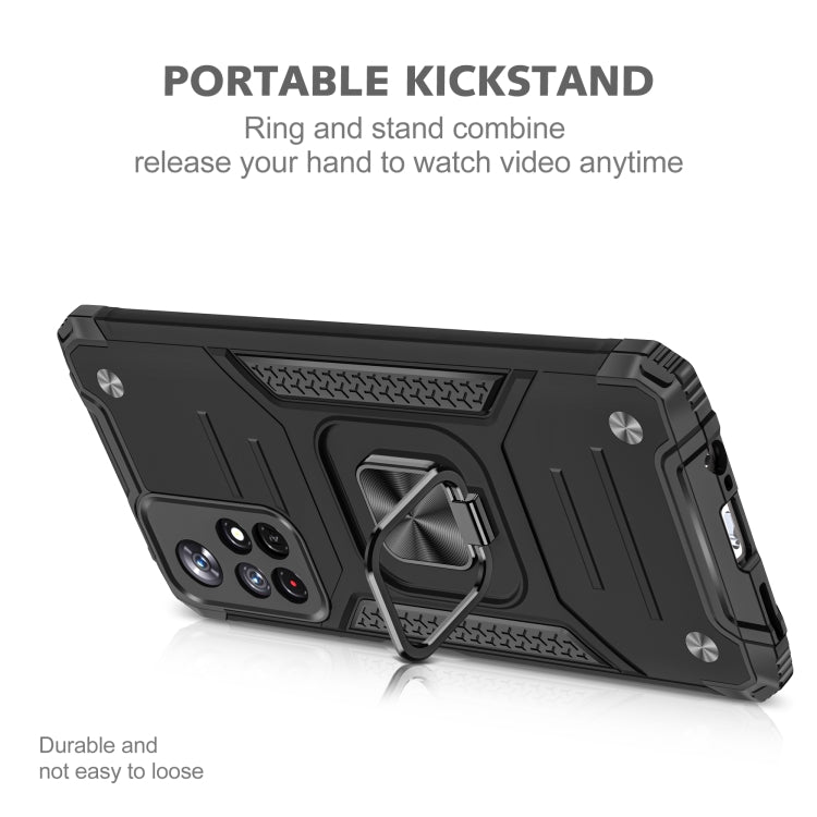 Magnetic Armor Shockproof TPU + PC Phone Case with Metal Ring Holder For Xiaomi Redmi Note 11