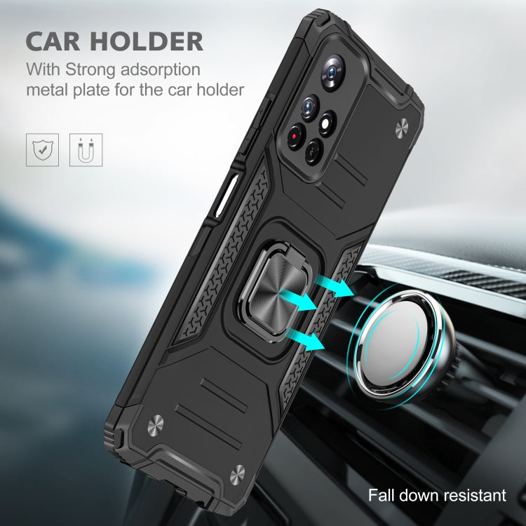 Magnetic Armor Shockproof TPU + PC Phone Case with Metal Ring Holder For Xiaomi Redmi Note 11