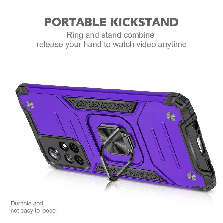 Magnetic Armor Shockproof TPU + PC Phone Case with Metal Ring Holder For Xiaomi Redmi Note 11