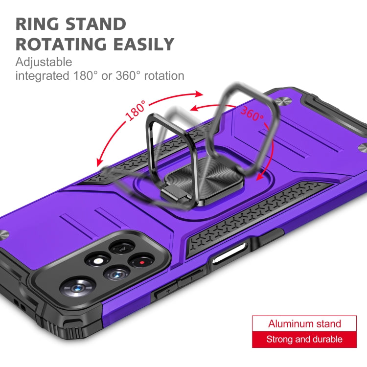 Magnetic Armor Shockproof TPU + PC Phone Case with Metal Ring Holder For Xiaomi Redmi Note 11