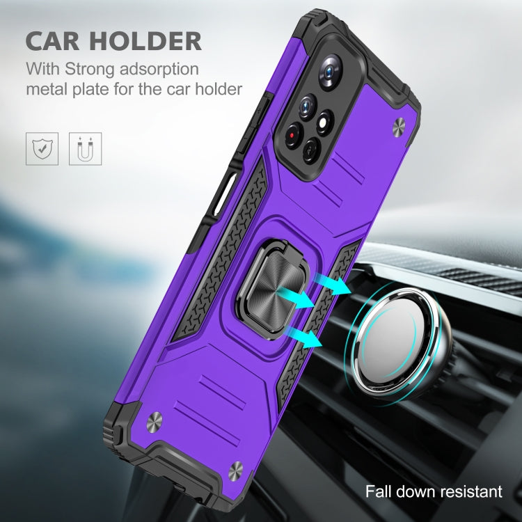 Magnetic Armor Shockproof TPU + PC Phone Case with Metal Ring Holder For Xiaomi Redmi Note 11