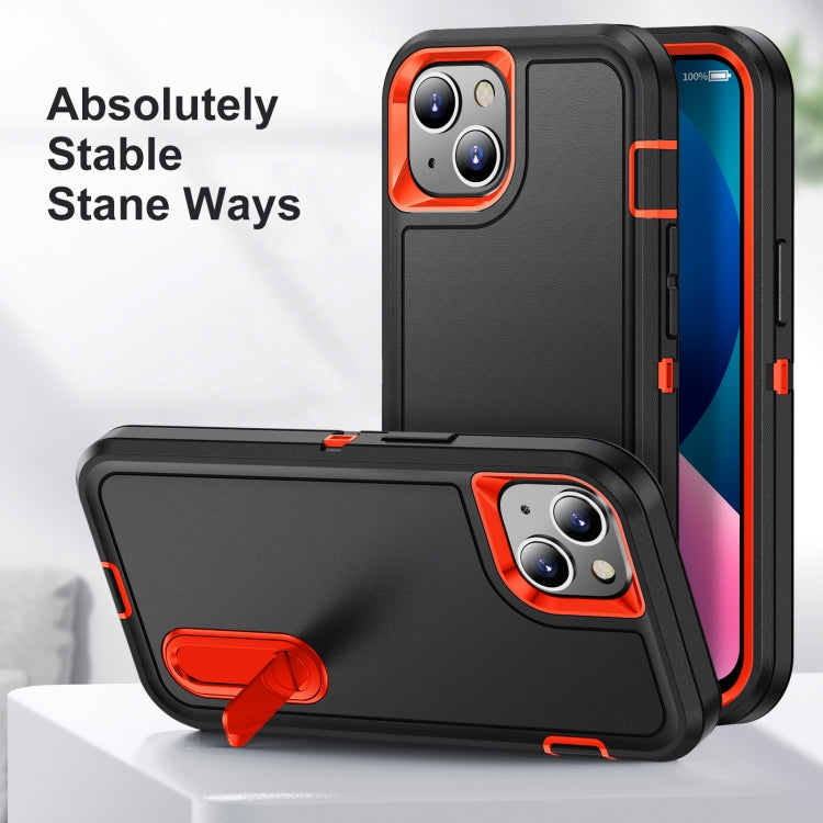 For iPhone 13 mini 3 in 1 Rugged Holder Phone Case