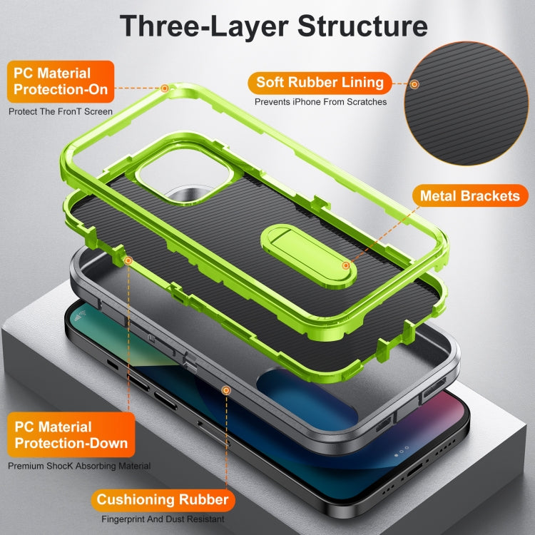 For iPhone 13 mini 3 in 1 Rugged Holder Phone Case