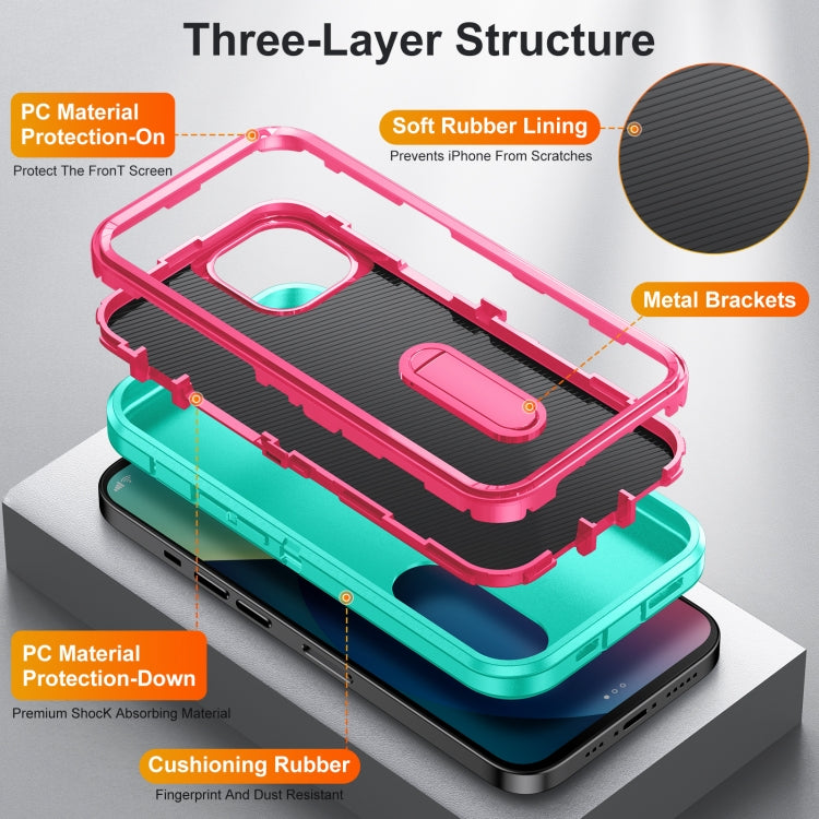 For iPhone 13 mini 3 in 1 Rugged Holder Phone Case