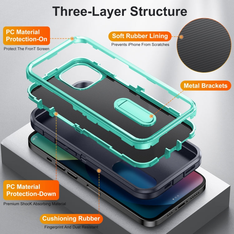 For iPhone 13 mini 3 in 1 Rugged Holder Phone Case