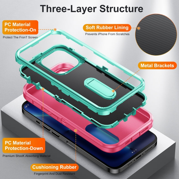 For iPhone 13 Pro Max 3 in 1 Rugged Holder Phone Case