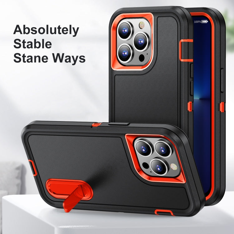 For iPhone 13 Pro Max 3 in 1 Rugged Holder Phone Case