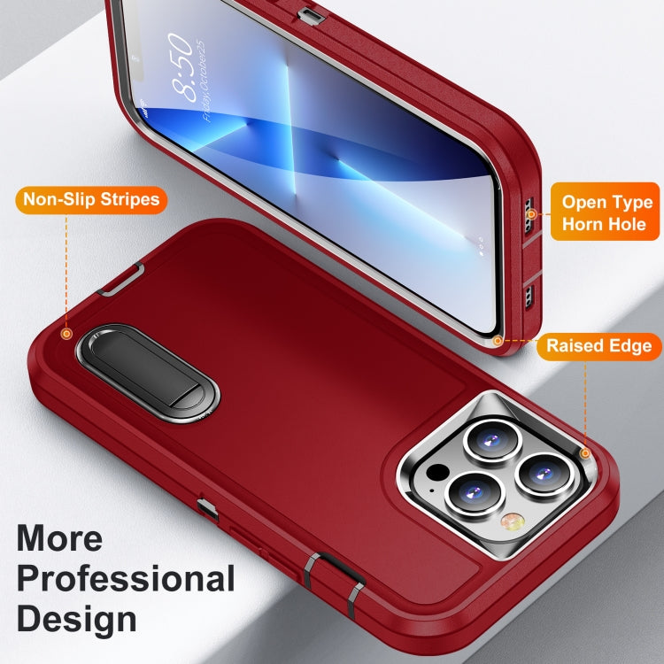For iPhone 13 Pro Max 3 in 1 Rugged Holder Phone Case