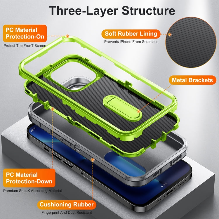 For iPhone 13 Pro Max 3 in 1 Rugged Holder Phone Case