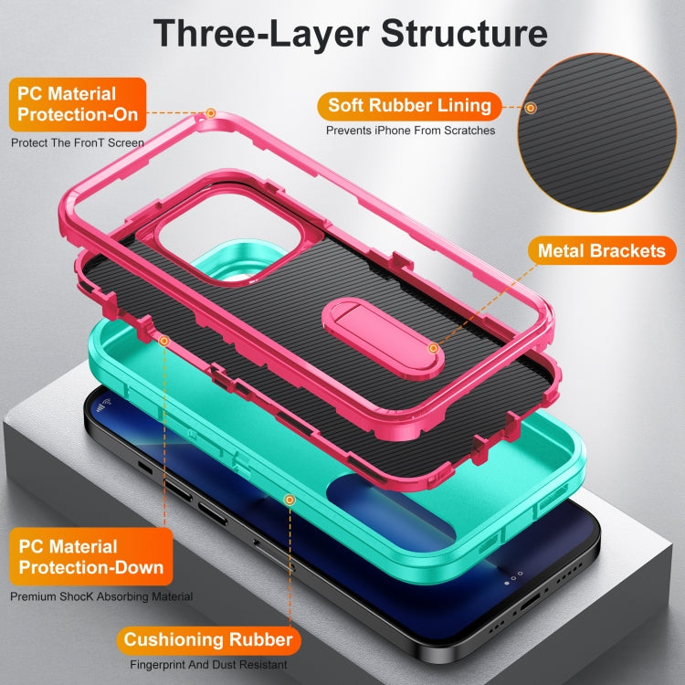 For iPhone 13 Pro Max 3 in 1 Rugged Holder Phone Case