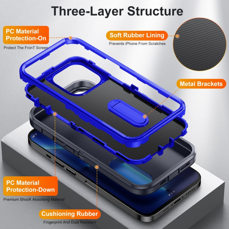 For iPhone 13 Pro Max 3 in 1 Rugged Holder Phone Case