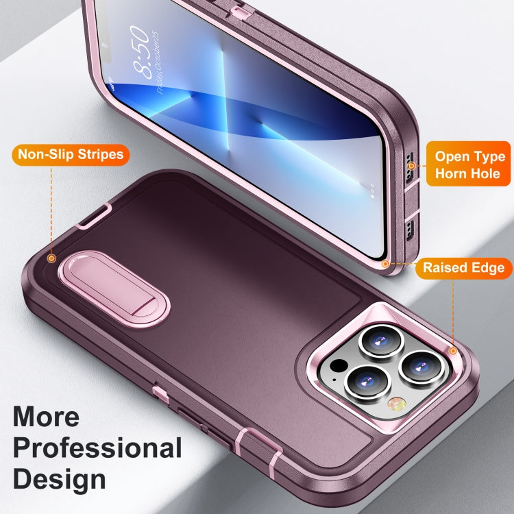 For iPhone 13 Pro Max 3 in 1 Rugged Holder Phone Case