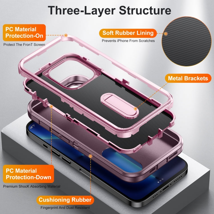 For iPhone 13 Pro Max 3 in 1 Rugged Holder Phone Case