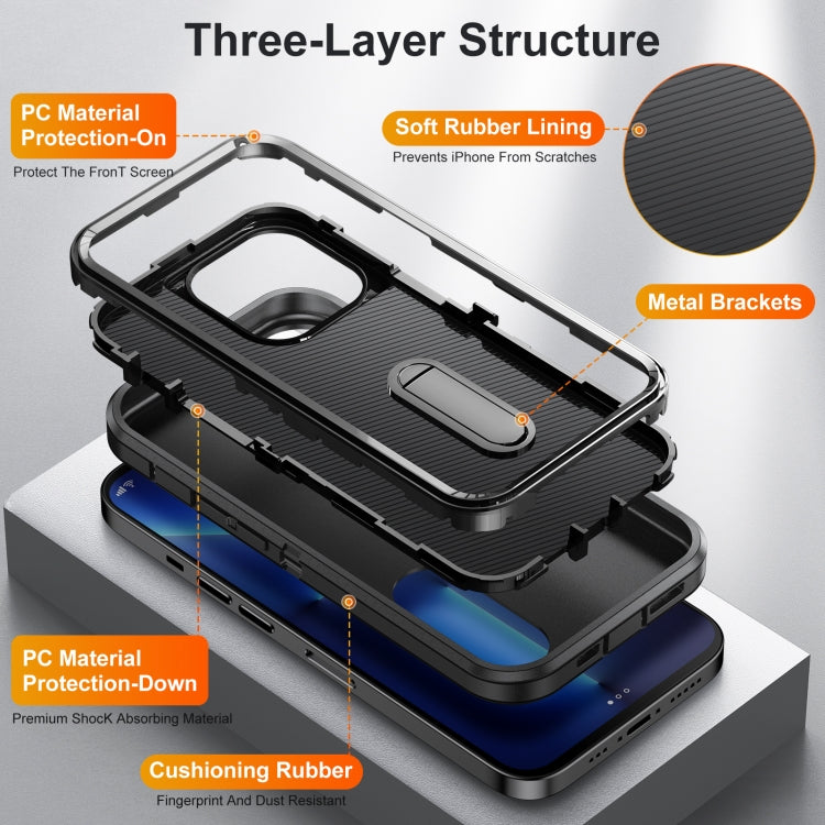 For iPhone 12 Pro Max 3 in 1 Rugged Holder Phone Case