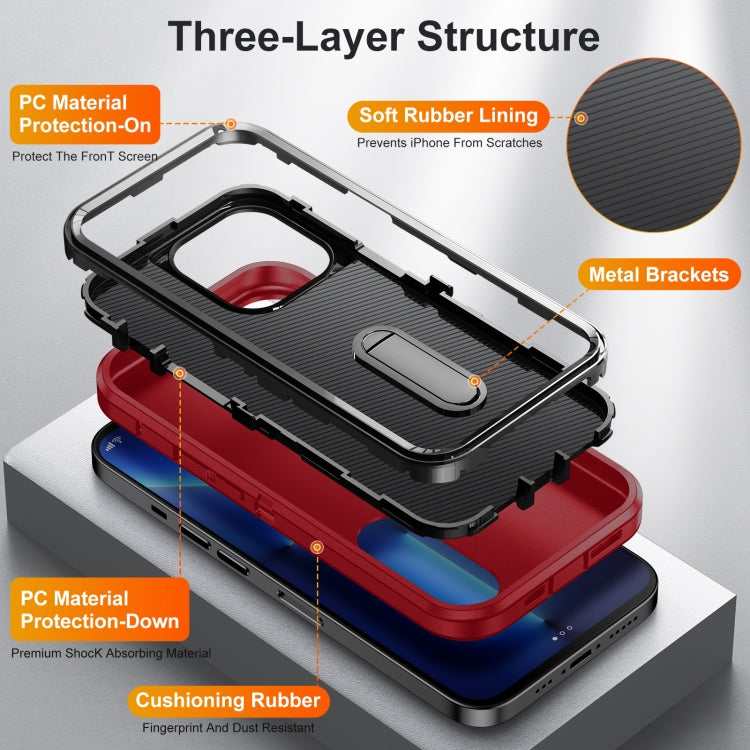For iPhone 12 Pro Max 3 in 1 Rugged Holder Phone Case
