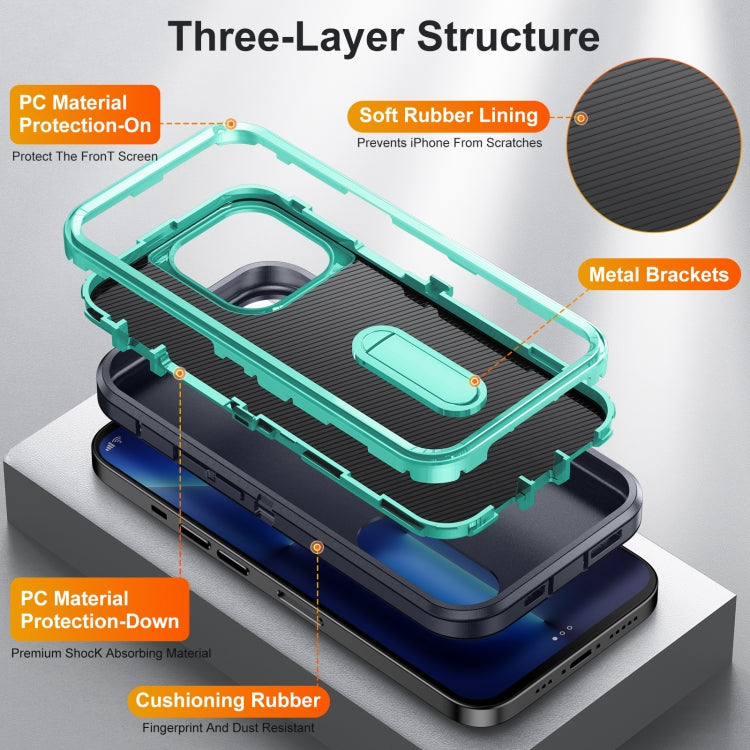 For iPhone 12 Pro Max 3 in 1 Rugged Holder Phone Case
