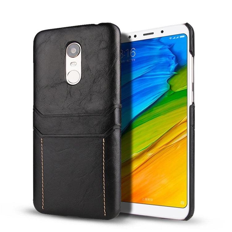 For Xiaomi Redmi 5 Plus Calf Texture PU + PC Protective Case with Card Slots(Black)