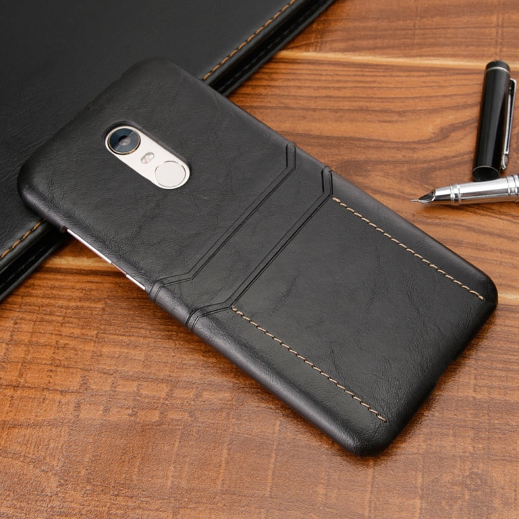 For Xiaomi Redmi 5 Plus Calf Texture PU + PC Protective Case with Card Slots(Black)