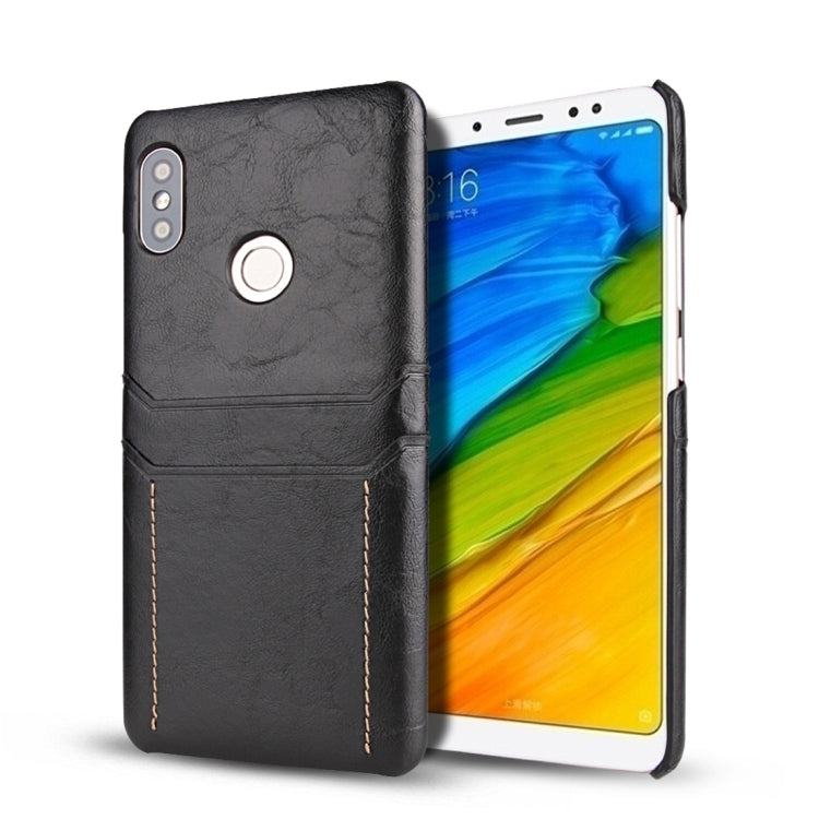 For Xiaomi Redmi Note 5 Pro Calf Texture PU + PC Protective Case with Card Slots(Black)