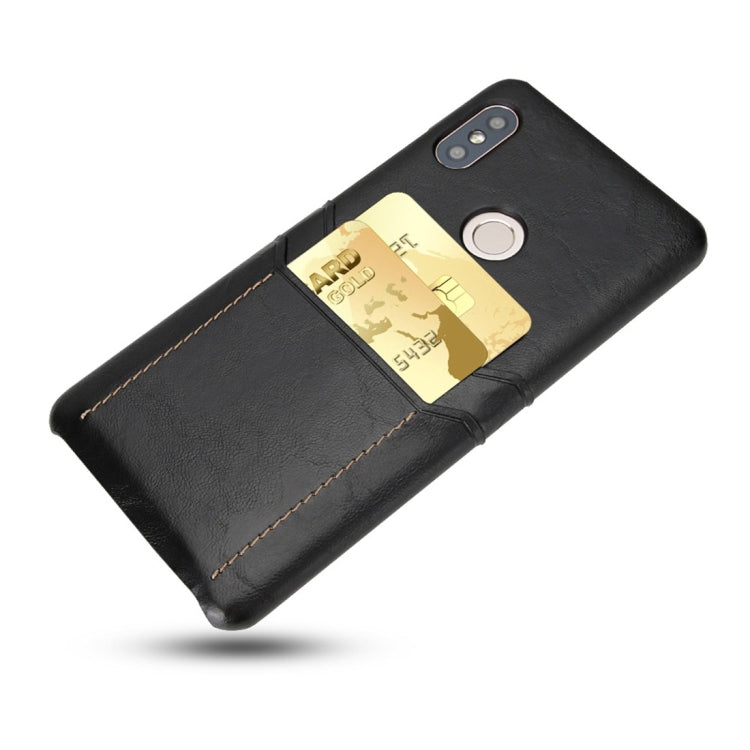 For Xiaomi Redmi Note 5 Pro Calf Texture PU + PC Protective Case with Card Slots(Black)