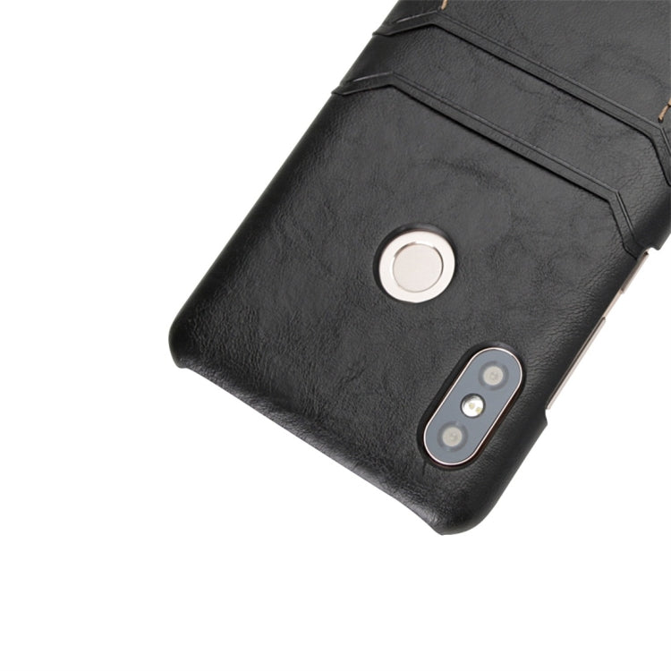 For Xiaomi Redmi Note 5 Pro Calf Texture PU + PC Protective Case with Card Slots(Black)