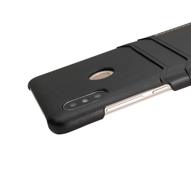 For Xiaomi Redmi Note 5 Pro Calf Texture PU + PC Protective Case with Card Slots(Black)